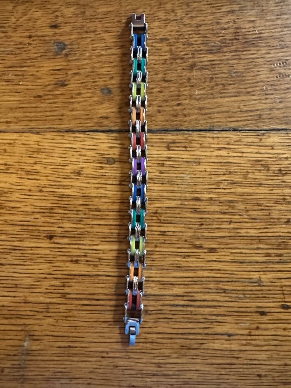 Rainbow-Colored Bicycle Chain Bracelet